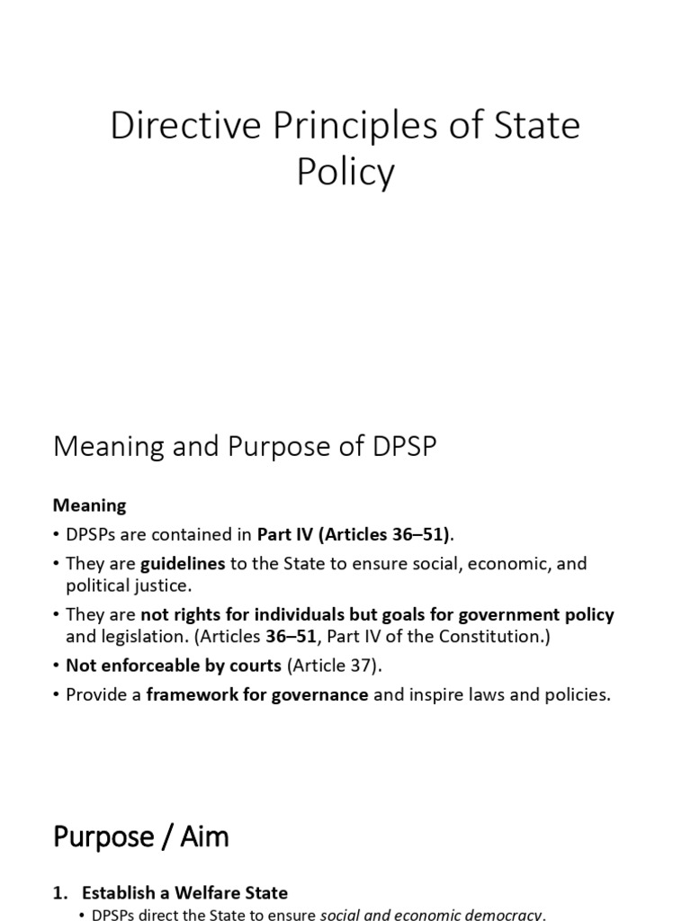 Understanding Directive Principles of State Policy | PDF | Justice ...