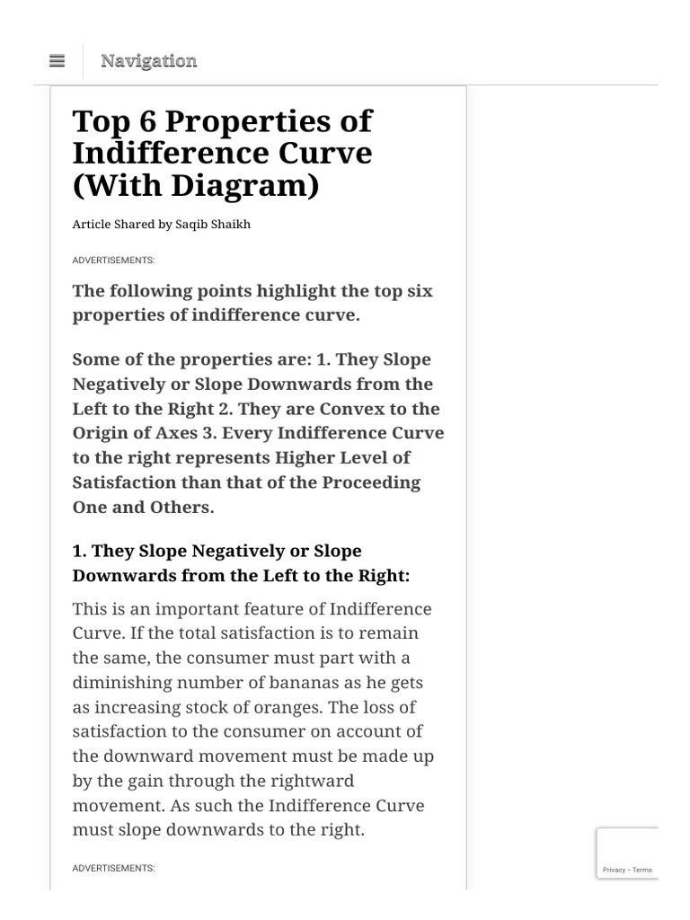 Top 6 Properties of Indifference Curve | PDF | Economies | Economic ...