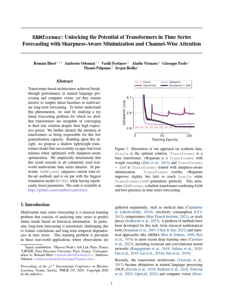 SAMformer: Advanced Transformer for Time Series Forecasting | PDF ...