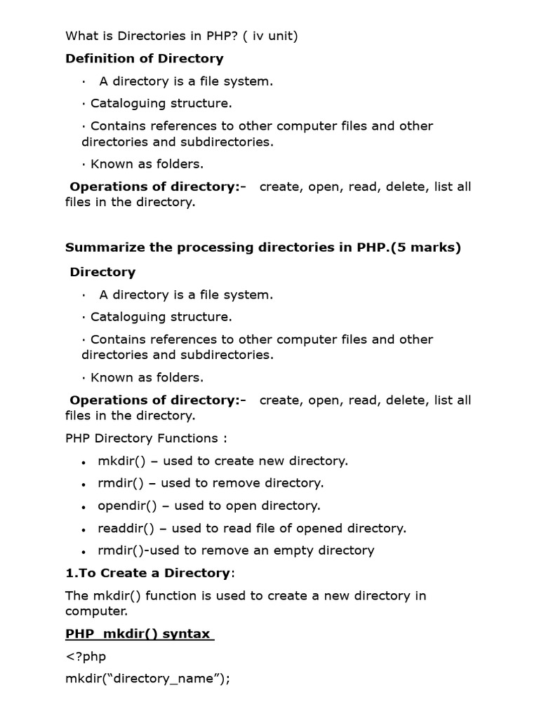 PHP Directory Functions Explained | PDF | Document Object Model | Xml