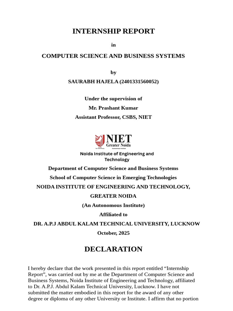 Internship Report: Web Development Projects | PDF | Document Object ...