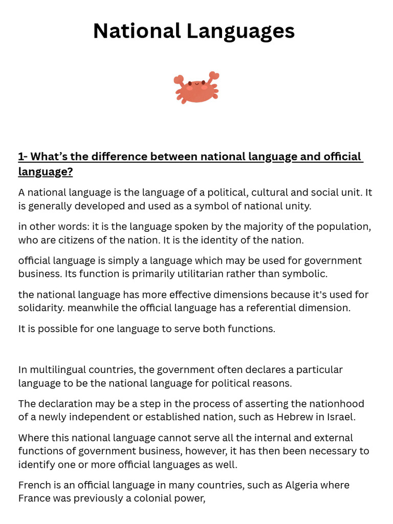 National Languages | PDF | Swahili Language | Tagalog Language
