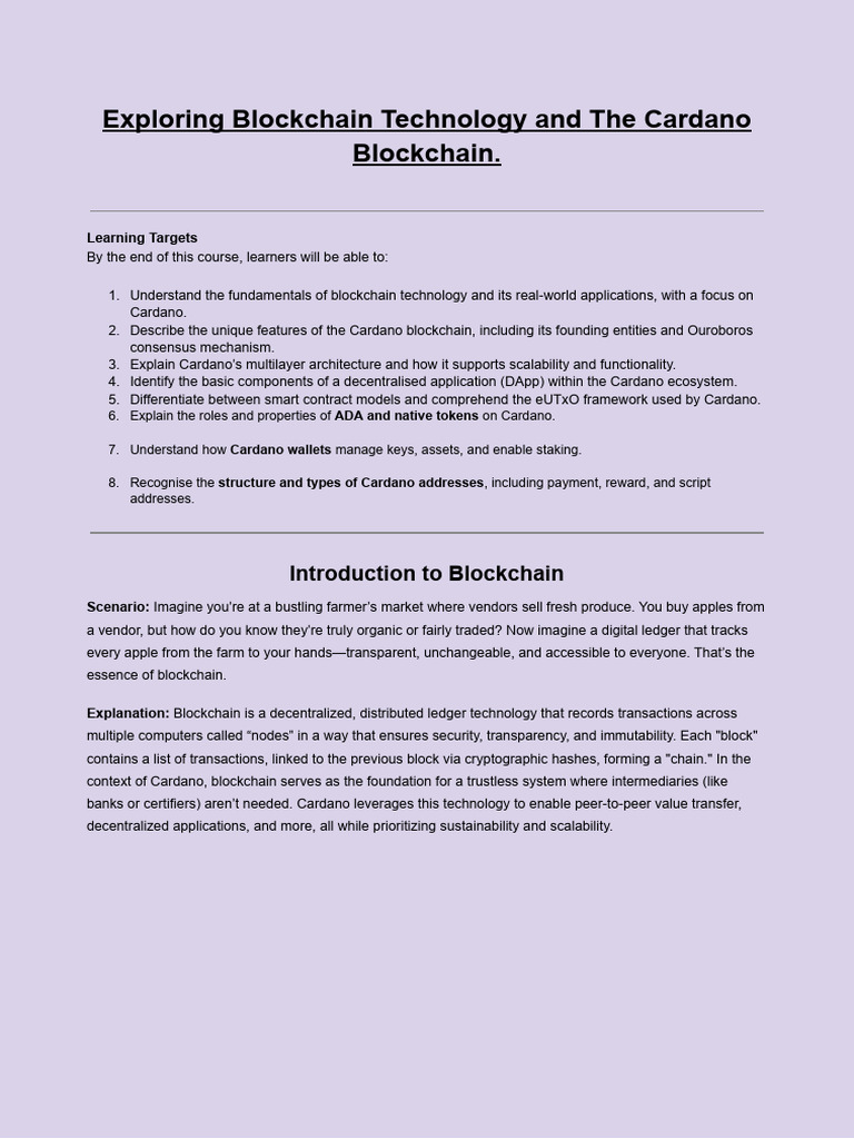 Introduction to Blockchain and Cardano | PDF | Computing | Distributed ...