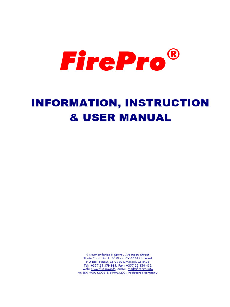 FirePro® User Manual for Aerosol Systems | PDF | Potassium | Chemistry