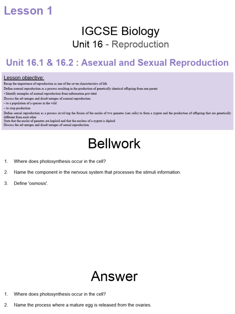 Asexual vs Sexual Reproduction in Biology | PDF | Sexual Reproduction | Sex