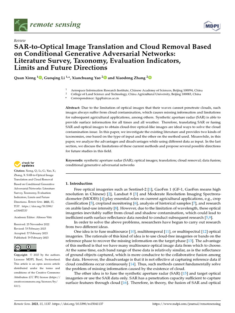 Remotesensing 15 01137 v2 | PDF | Remote Sensing