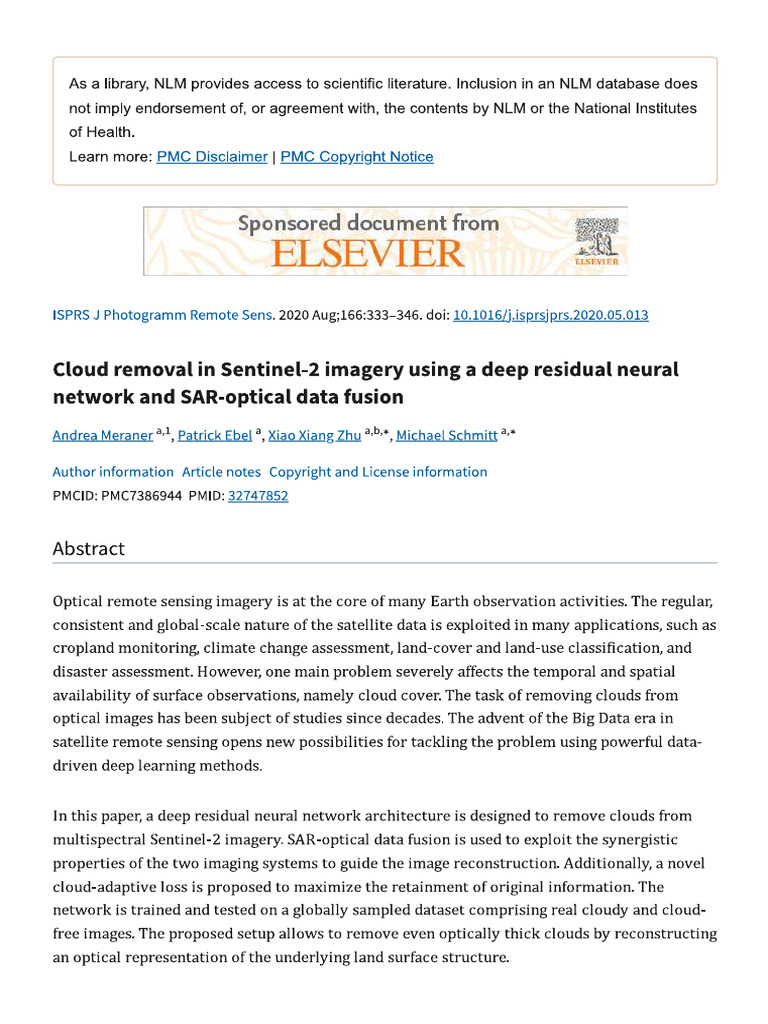 Cloud Removal in Sentinel-2 Imagery Using A Deep Residual Neural ...