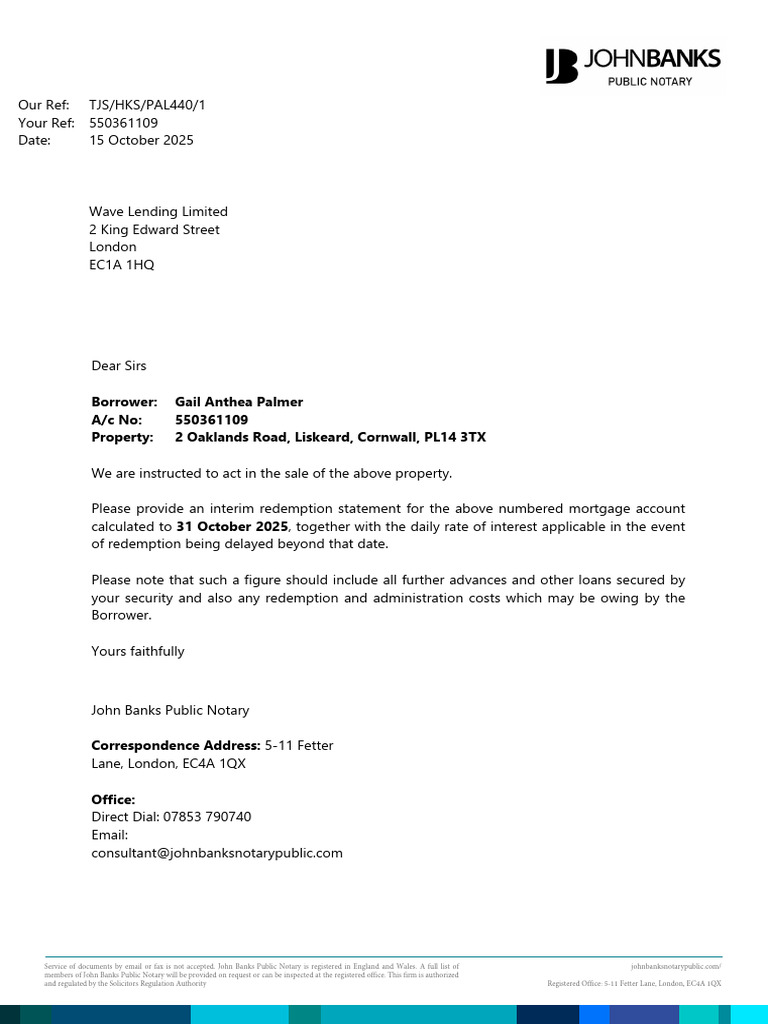 Request for Mortgage Redemption Statement | PDF
