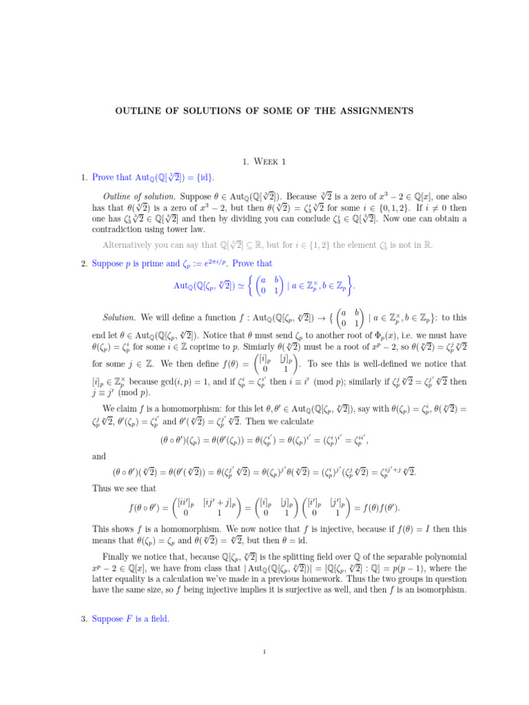 Abstract Algebra-some Questions and Solutions | PDF | Field ...