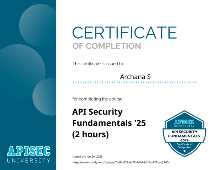 API Security Fundamentals Certificate | PDF