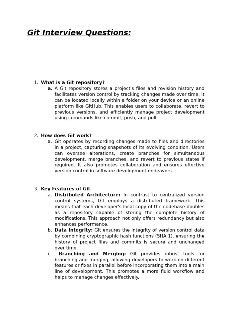 Essential Git Interview Questions | PDF | Version Control | Data Management