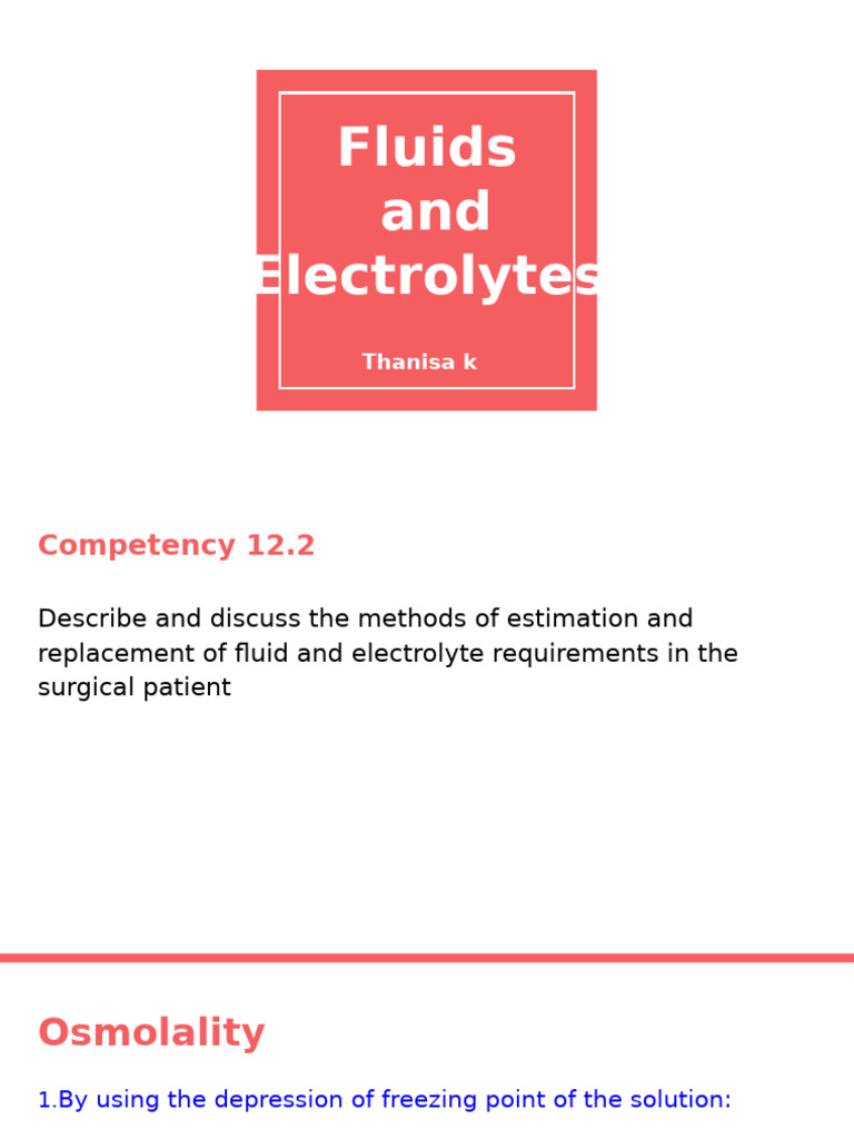 Fluids and Electrolytes | PDF | Dehydration | Medical Specialties