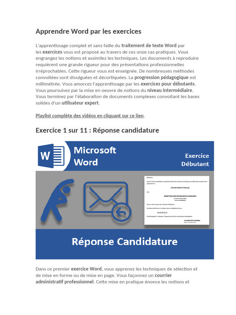 Apprendre Word : 11 exercices pratiques | PDF | Microsoft Word | Mise ...