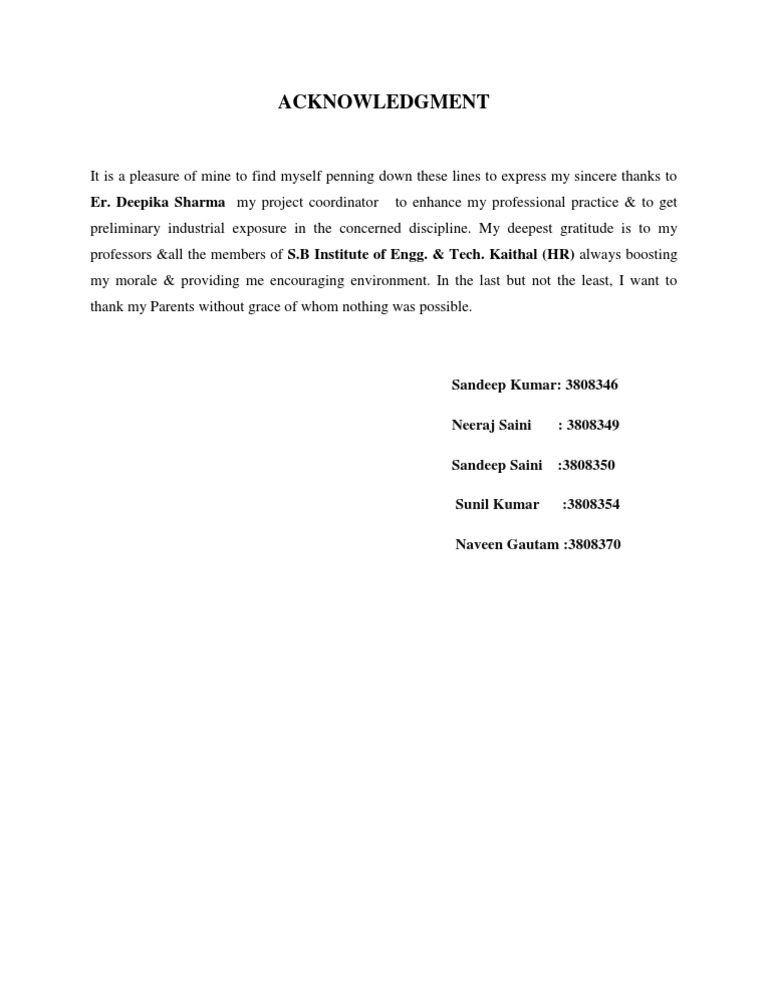Acknowledgment of Gratitude in Project | PDF | Career & Growth
