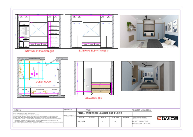 Guest Bedroom Interior Layout Plan | PDF