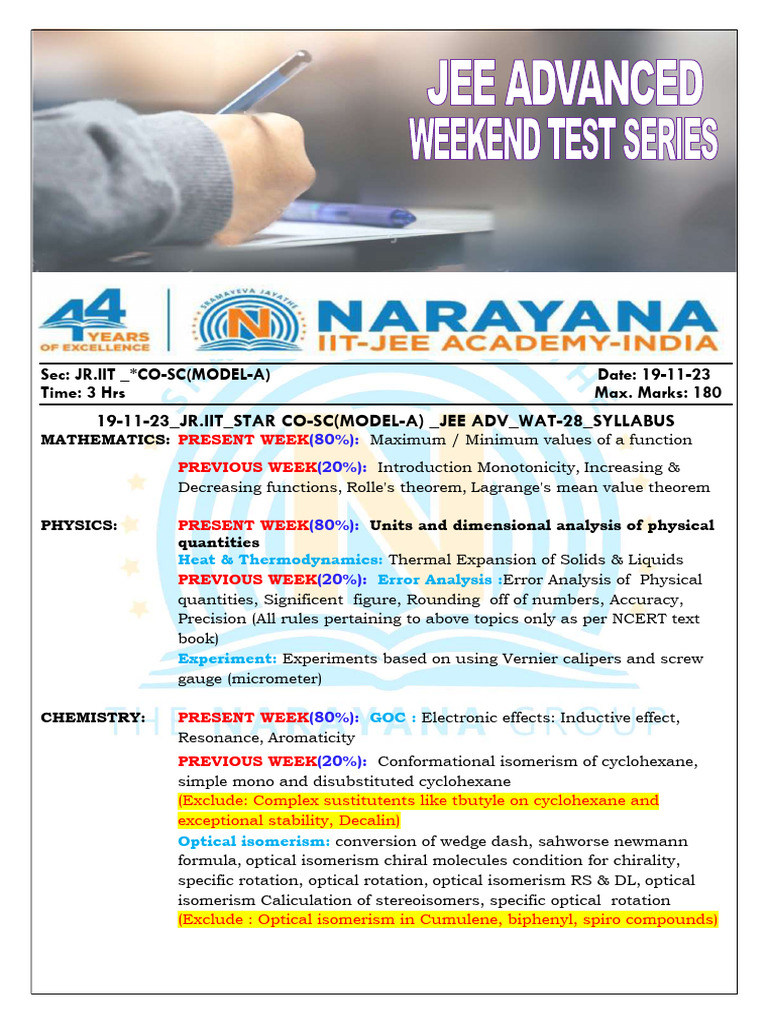 JEE Advanced Model Paper - 19 Nov 2023 | PDF | Numbers | Isomer