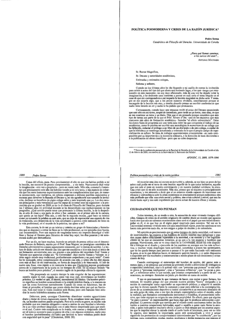 Pedro Serna - Pol Tica Posmoderna y Crisis de La RJ (HD) - Ocred | PDF ...