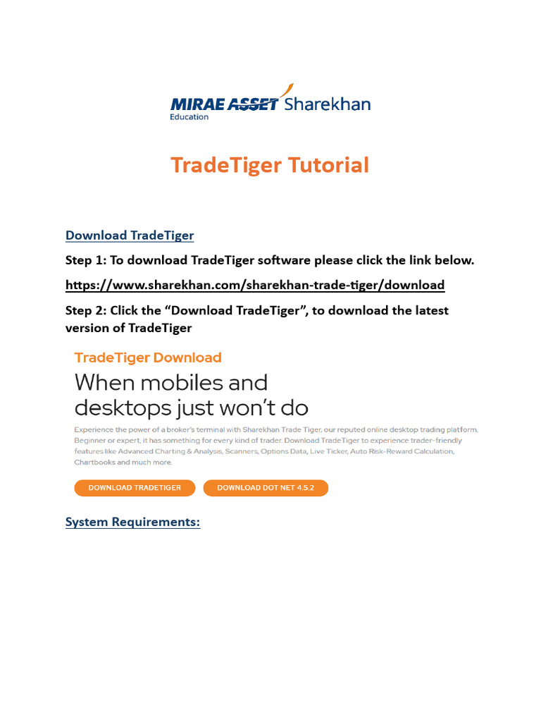 TradeTiger Software Download Guide | PDF