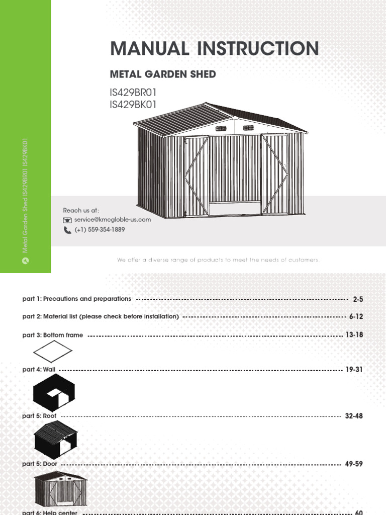 Metal Garden Shed: IS429BR01 IS429BK01 | PDF | Shed | Concrete