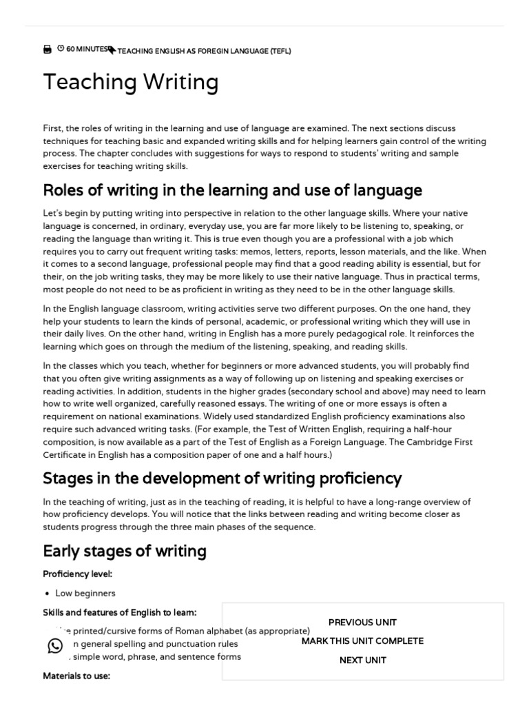6 Teaching Writing | PDF | Literacy | English Language