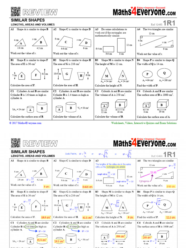 Similar Shapes Lengths Areas and Volumes 20277 | PDF | Geometry ...