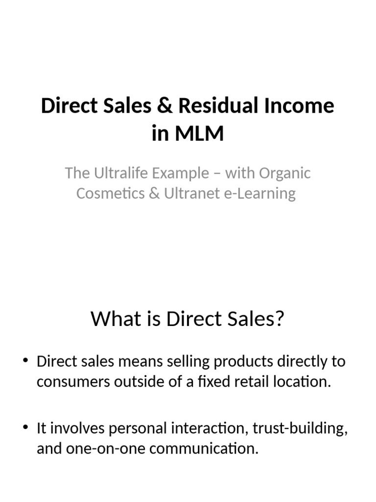 Direct Sales and Residual Income in MLM Ultralife | PDF | Sales | Business
