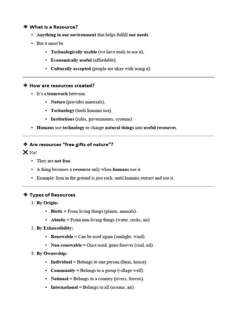 Resources Development Notes | PDF | Soil | Sustainable Development
