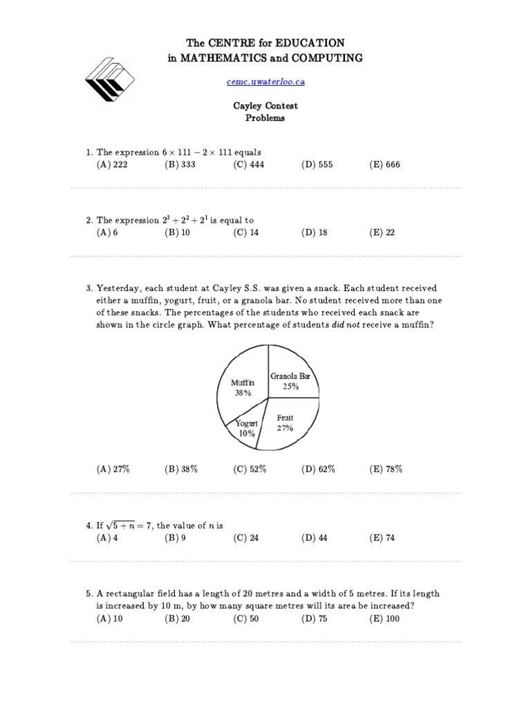 Cayley Contest Math Problems | PDF | Geometric Shapes | Euclidean Geometry