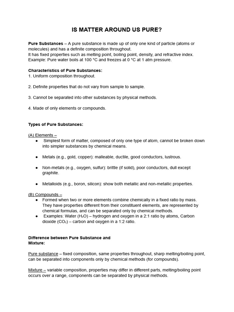 Is Matter Around Us Pure | PDF | Mixture | Chemical Substances