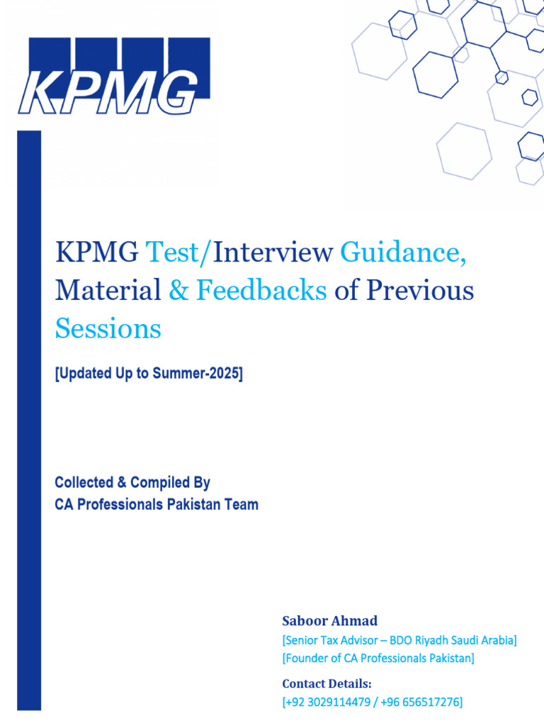 KPMG Test Preparation Guide 2025 | PDF | Auditor's Report | Accounting