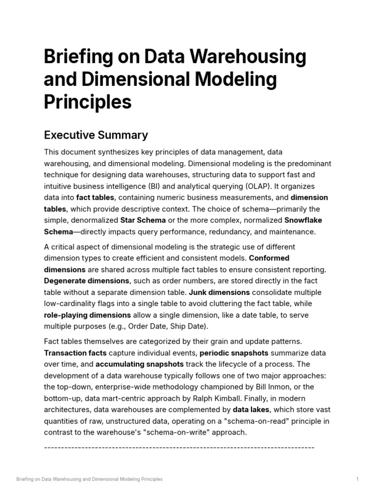 Data Warehousing & Dimensional Modeling Guide | PDF | Data Warehouse ...