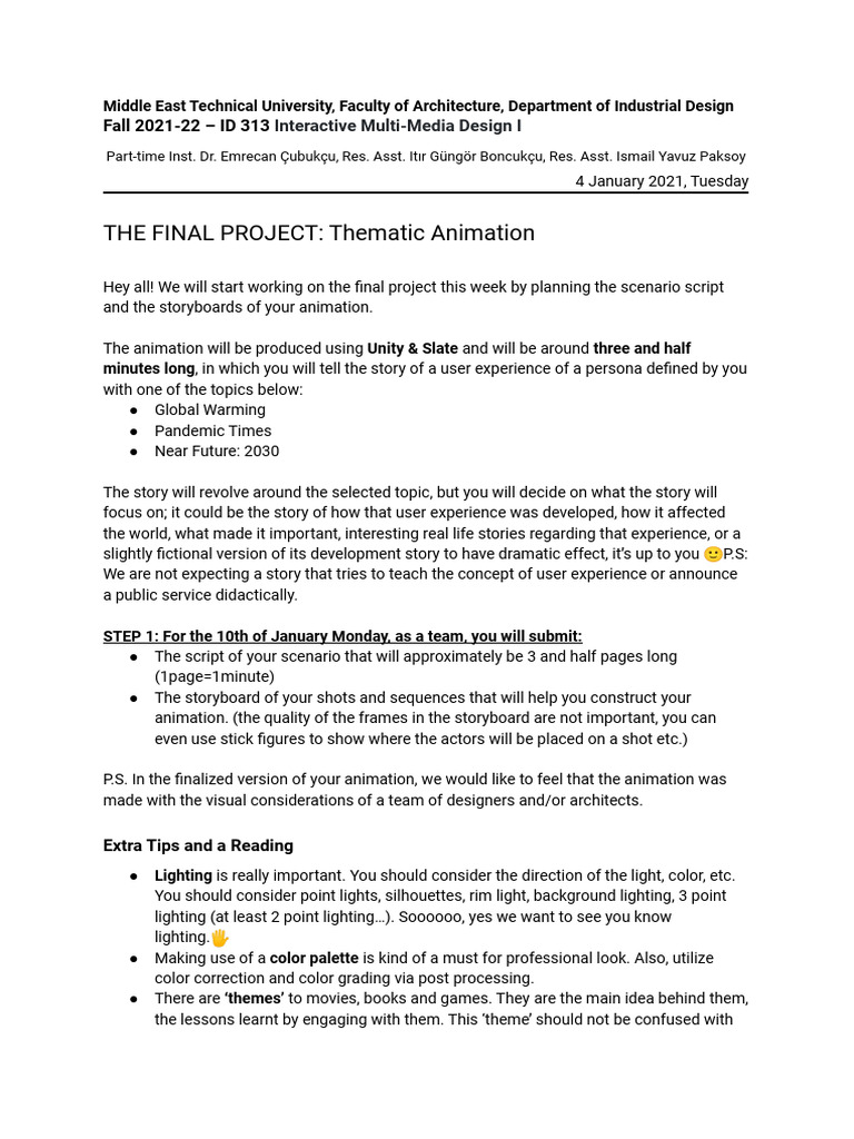 Final Project - Thematic Animation | PDF | Animation