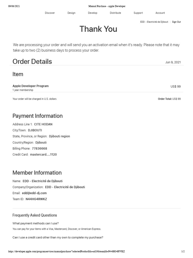Apple Developer Program Manual Purchase | PDF | Payments | Credit Card