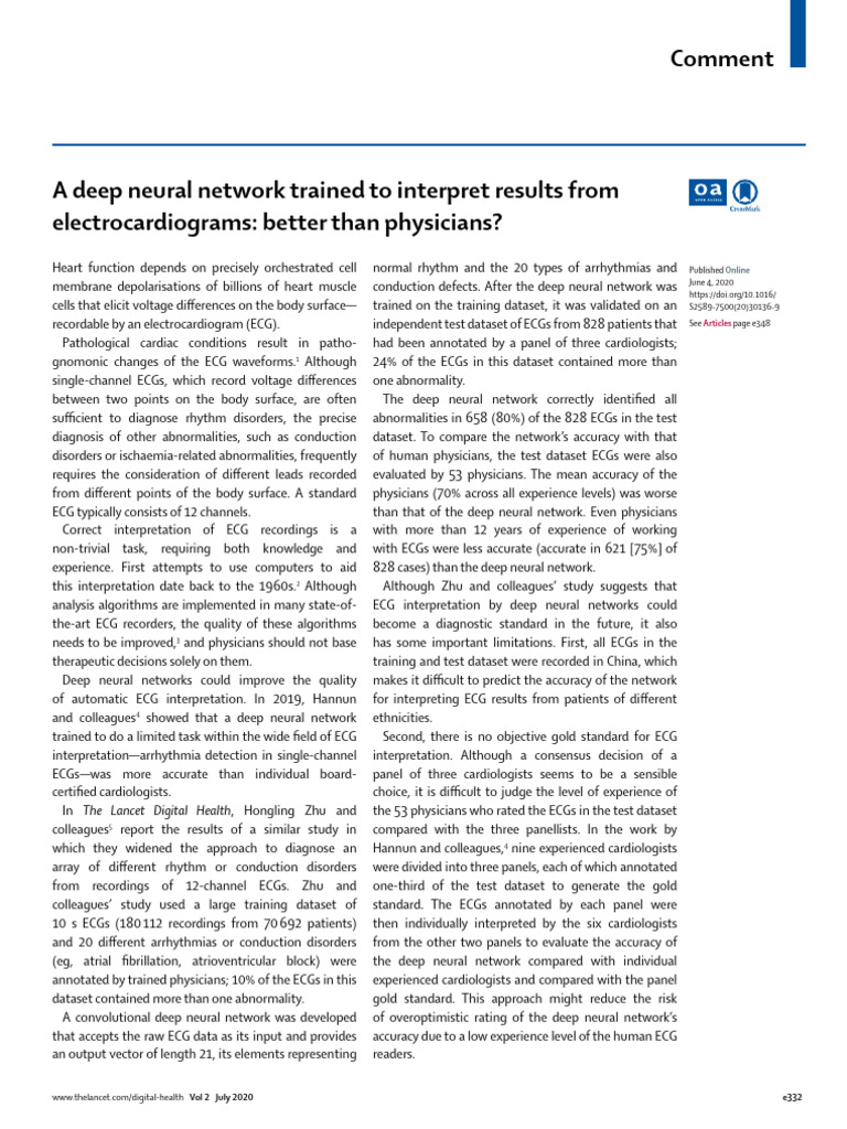 Deep Learning ECG Interpretation Study | PDF | Electrocardiography ...