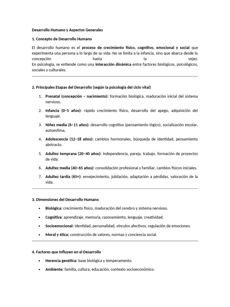 Etapas y Dimensiones del Desarrollo Humano | PDF | Sicología | Adultos