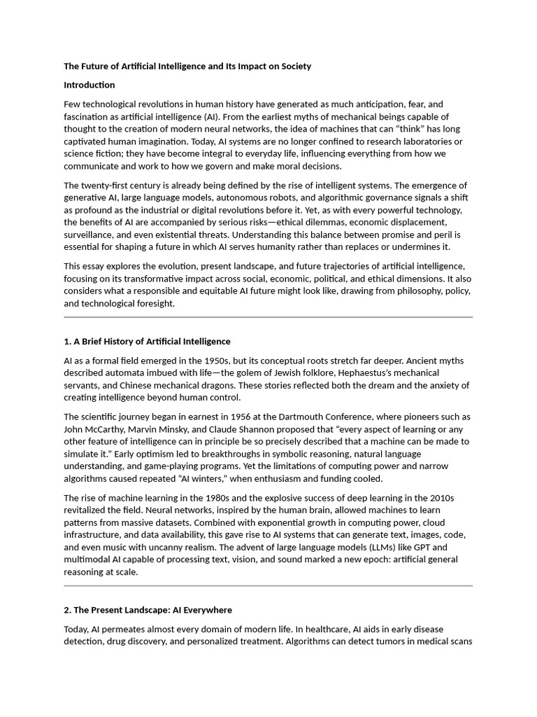 AI's Future Impact on Society and Ethics | PDF | Artificial ...