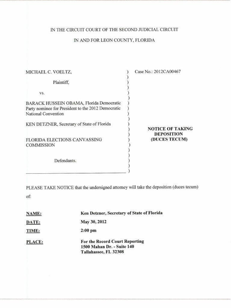 FL SOS Notice of Depo | PDF