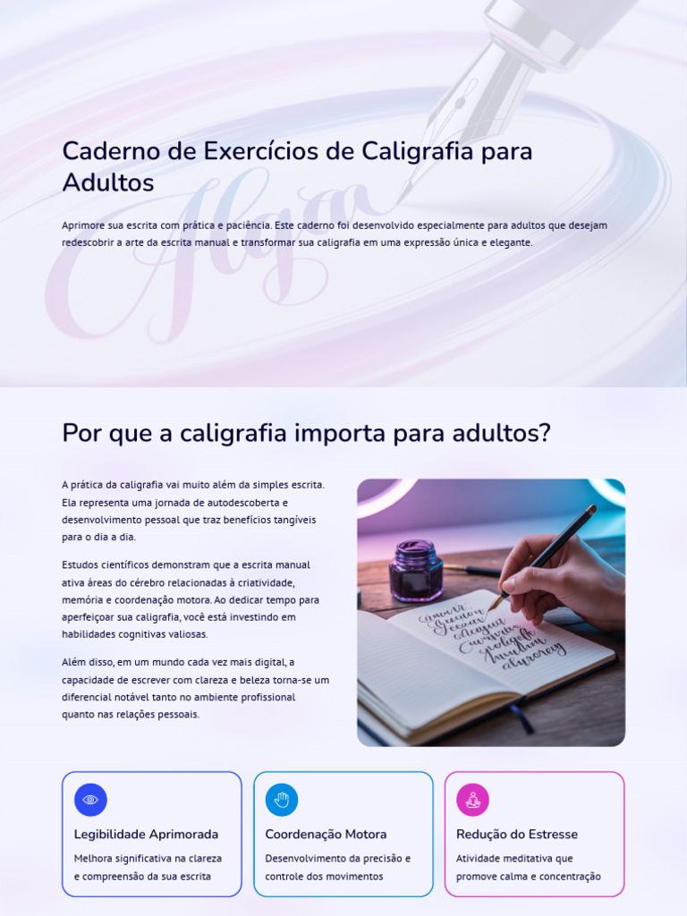 Caderno de Caligrafia para Adultos | PDF | Caligrafia | Caneta