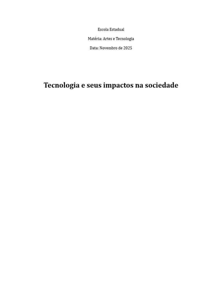 Impactos da Tecnologia na Sociedade | PDF