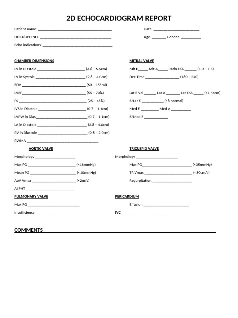 2D Echocardiogram Report Summary | PDF | Heart Valve | Diastole