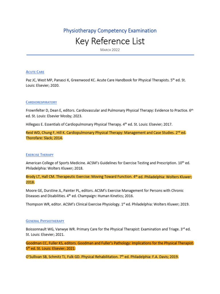 CAPR Key Reference List 2022 | PDF | Physical Therapy | Health Care