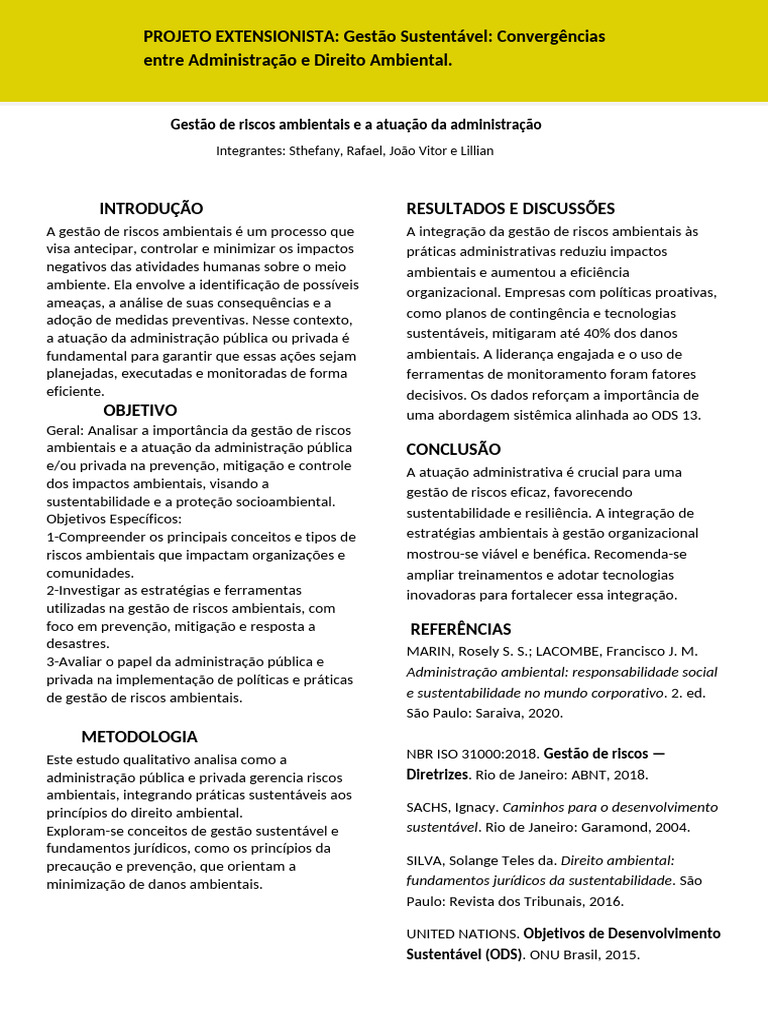 Gestão de Riscos Ambientais e Sustentabilidade | PDF