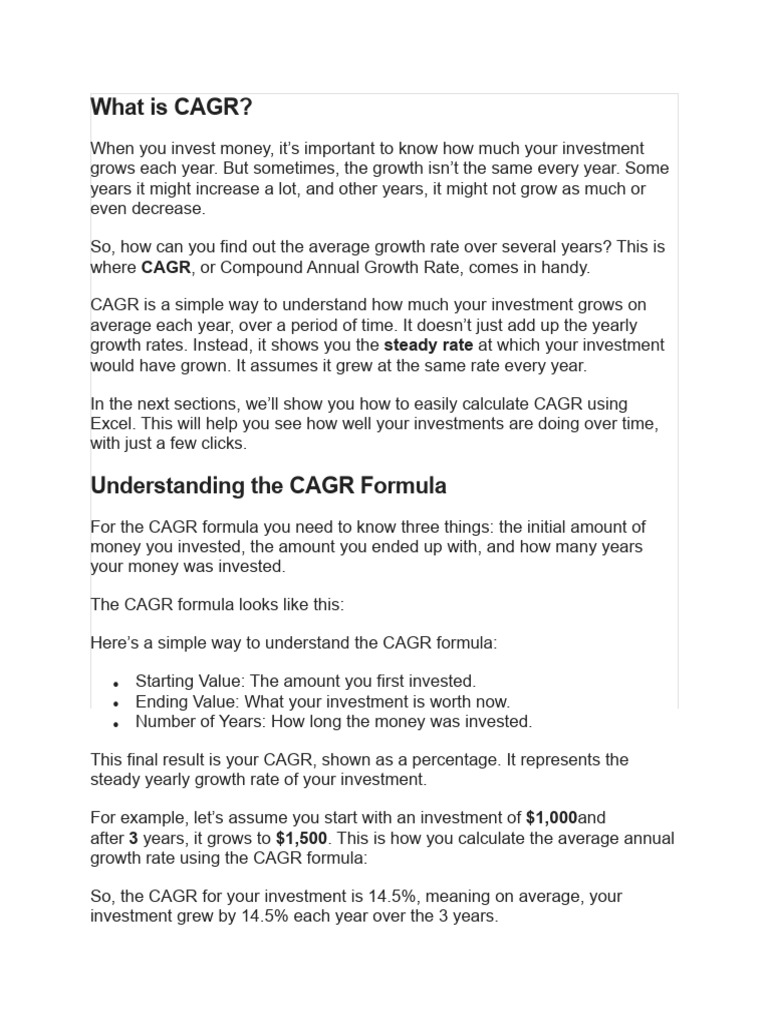 CAGR | PDF | Present Value | Mathematical Finance