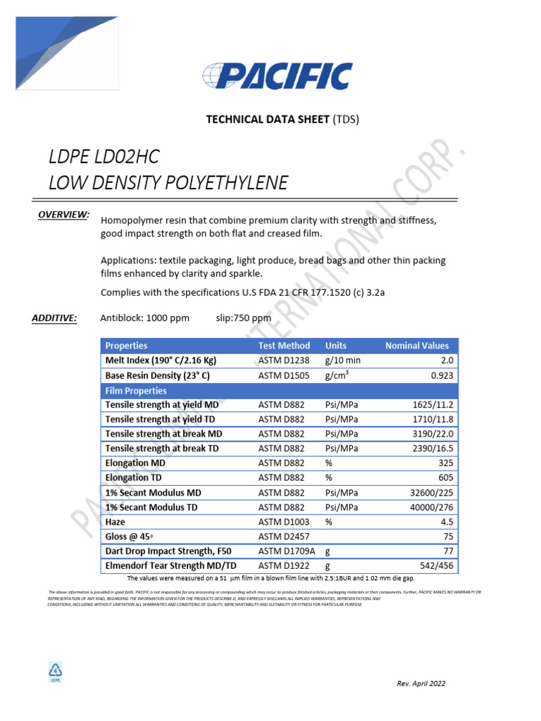 Tds Ldpr Ld02hc | PDF | Pascal (Unit) | Materials Science