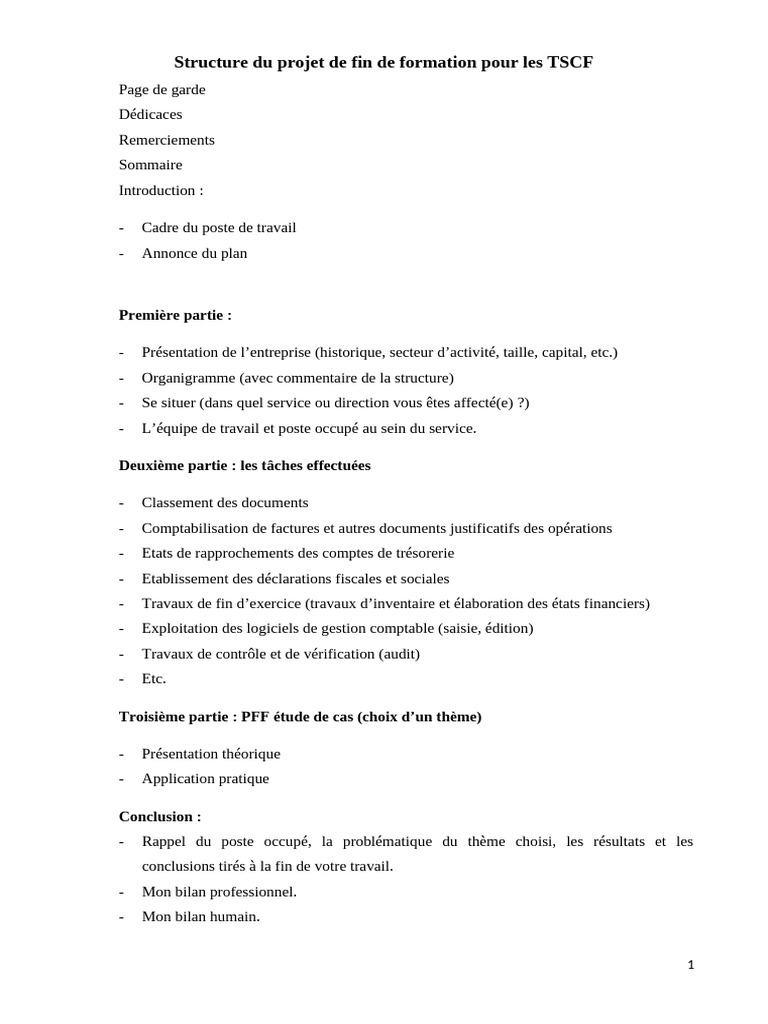 Projet de Fin de Formation TSCF 2023 | PDF | Comptabilité | Business