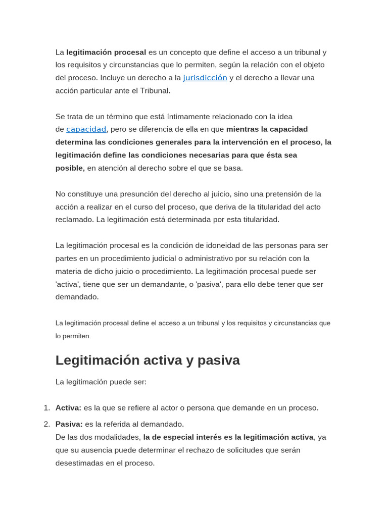 Legitimación Procesal: Tipos y Requisitos | PDF | Ley procesal ...