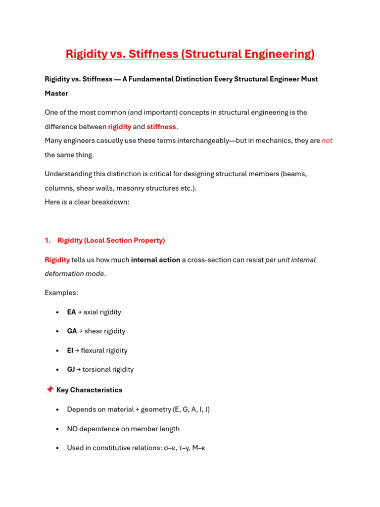 Distinguishing Rigidity and Stiffness | PDF | Stiffness | Beam (Structure)