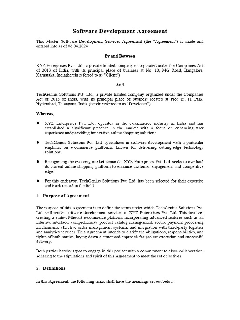 E-Commerce Software Development Agreement | PDF | Indemnity | Mediation