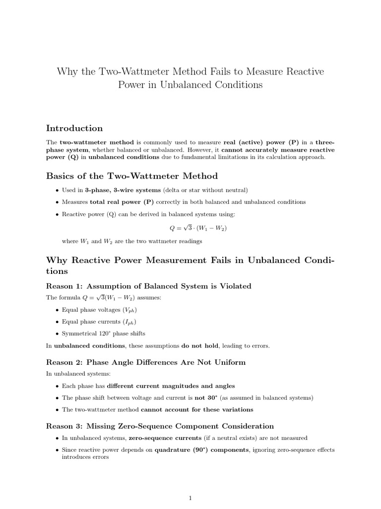 Two Wattmeter Notes2 | PDF | Ac Power | Phase (Waves)