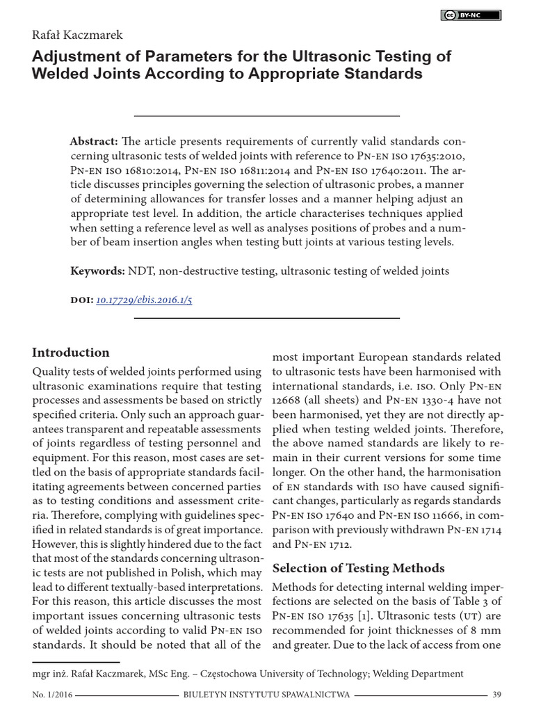 Ultrasonic Testing Standards for Welds | PDF | Nondestructive Testing ...